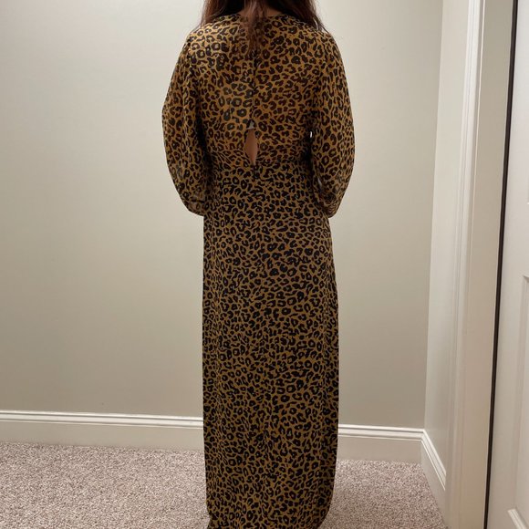 Wrap Effect Leopard Print Silk Chiffon Maxi Dress from Michelle Mason - Picture 9 of 11